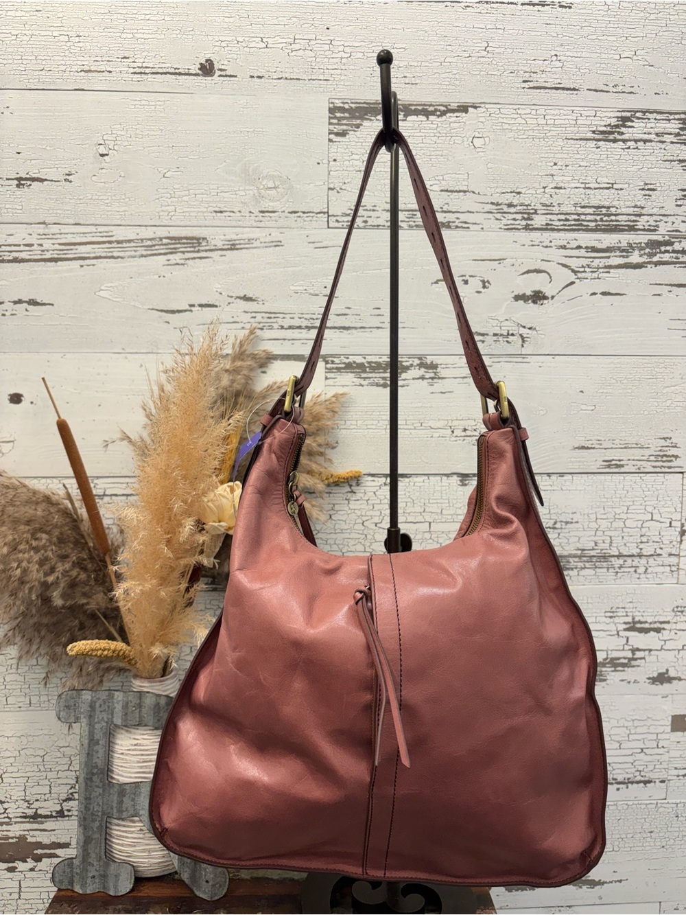 HOBO Dusty Rosewood Leather Shoulder Hobo Bag